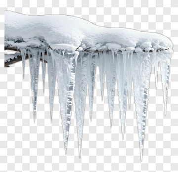 Icicles Hanging From A Snowy Roof PNG