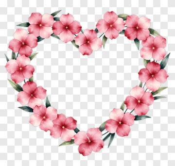 Floral Heart Wreath PNG