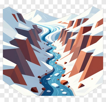 Mountain River In A Snowy Landscape PNG