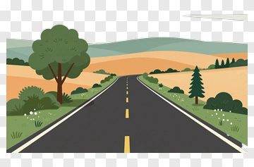 Scenic Road Through A Countryside Landscape PNG
