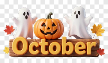 Halloween Ghosts And Pumpkin For October PNG