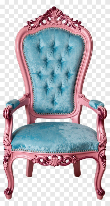 Vintage Pink And Blue Armchair PNG