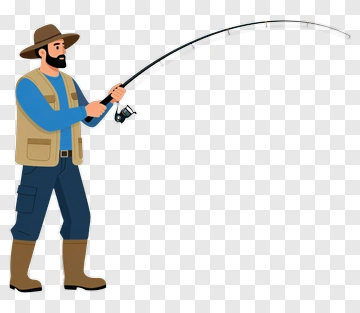Fisherman Casting A Fishing Rod PNG