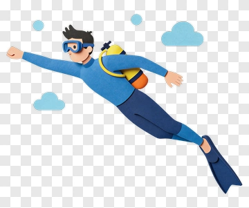 3D Diver Swimming In The Sky PNG
