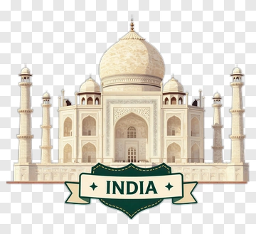 Taj Mahal With India Banner PNG