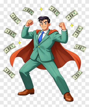 Cartoon Businessman With Money PNG