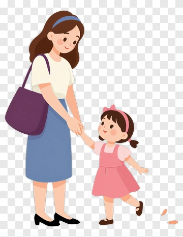 Happy Mother Holding Hands With Daughter PNG