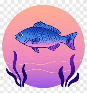 Cartoon Fish Swimming In A Gradient Background PNG