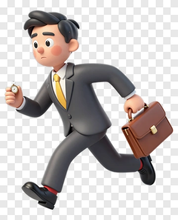 3D Businessman Running With Briefcase PNG