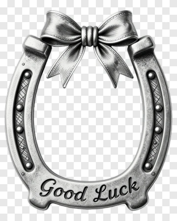 Silver Horseshoe With Good Luck Ribbon PNG