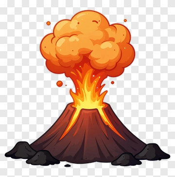 Cartoon Volcano Erupting With Lava PNG