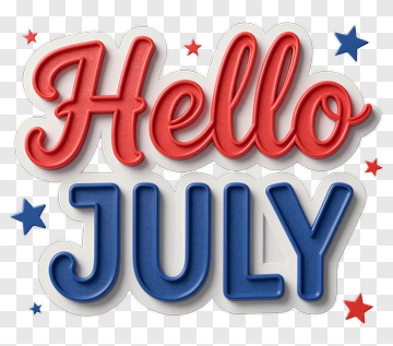Hello July Text Design PNG