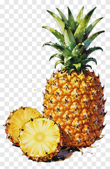 Pineapple With Slices PNG