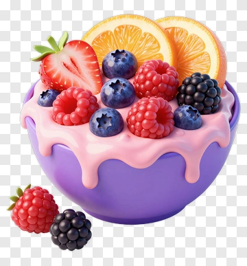 Colorful Bowl Of Fruit And Yogurt PNG