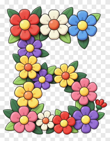 Colorful Floral Number Five PNG