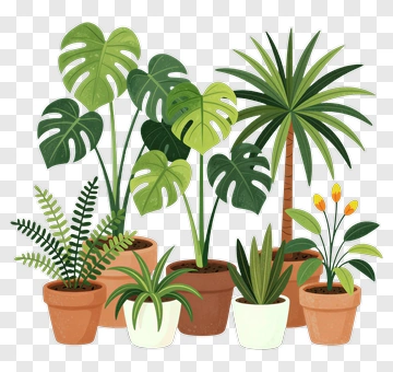 Potted Plants Arrangement PNG