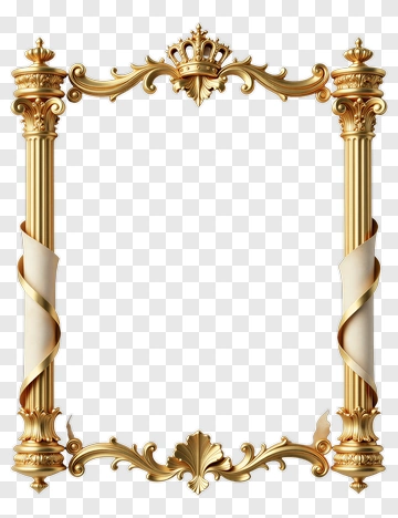Golden Decorative Frame With Crown PNG