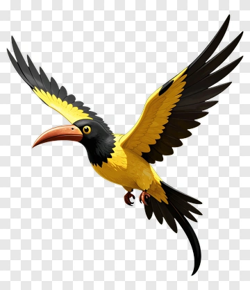 Cartoon Bird With Yellow And Black Wings PNG