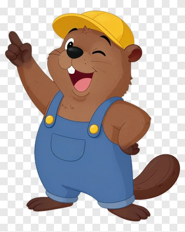Cartoon Beaver Wearing A Yellow Cap PNG