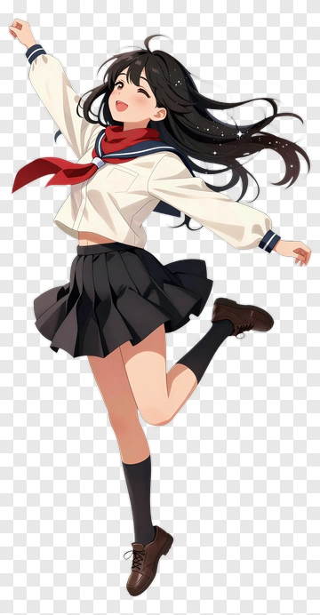 Happy Schoolgirl Jumping With Joy PNG