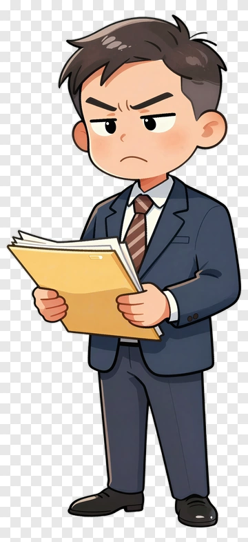 Cartoon Businessman Holding A Folder PNG