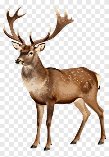 Realistic Deer With Antlers PNG