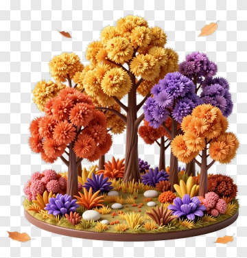 Colorful Autumn Tree Landscape PNG
