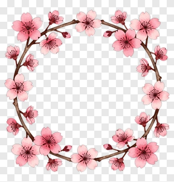 Flower Wreath With Pink Cherry Blossoms PNG