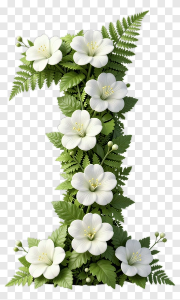 Floral Number One Decoration PNG