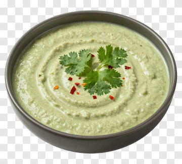 Bowl Of Green Sauce With Cilantro And Chili Flakes PNG