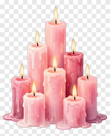 Pink Candles With Dripping Wax PNG