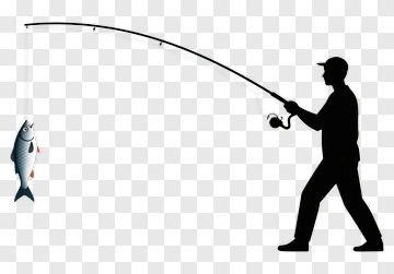Silhouette Of A Fisherman Catching A Fish PNG