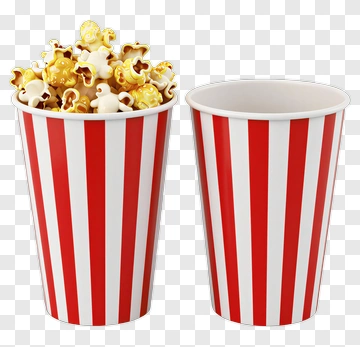 Popcorn In Red And White Striped Cup PNG