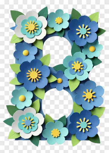 Floral Letter B With Paper Flowers PNG