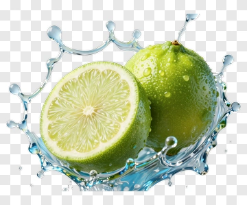 Fresh Limes Splashing In Water PNG