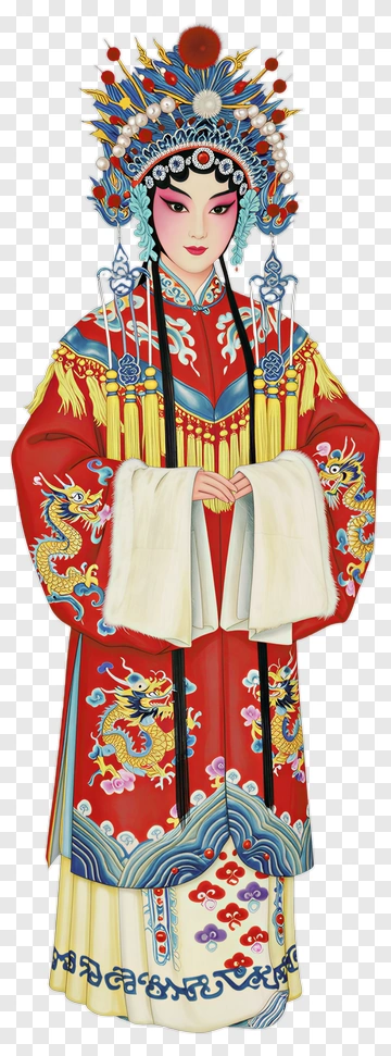 Traditional Chinese Opera Performer In Elaborate Costume PNG