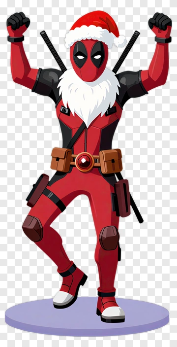 Santa Deadpool Celebrating PNG