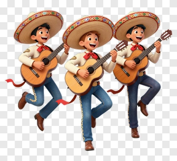 Mariachi Musicians Playing Guitars PNG