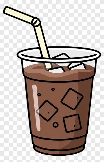 Cartoon Iced Coffee With Straw PNG