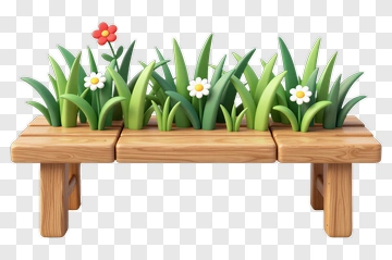 Colorful Flower Planter With Grass And Flowers PNG