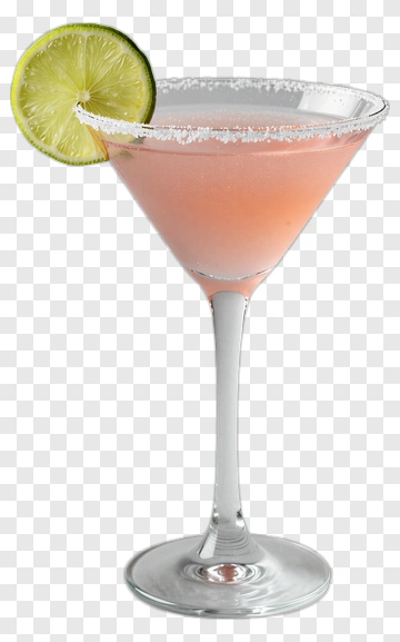 Pink Cocktail With Lime Slice PNG