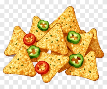 Colorful Nachos With Jalapeños And Tomatoes PNG