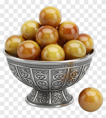 Decorative Bowl Of Colorful Marbles PNG