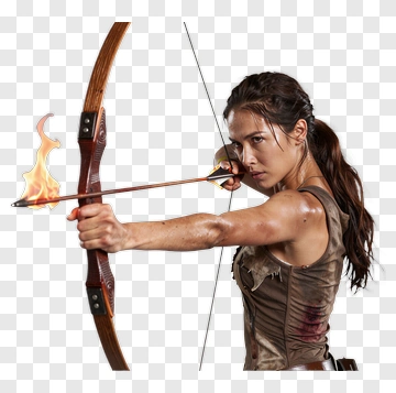 Woman Shooting An Arrow With A Flaming Bow PNG