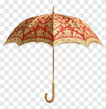 Decorative Red Umbrella With Gold Patterns PNG