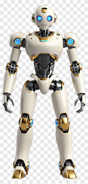 3D Robot With Blue Eyes PNG