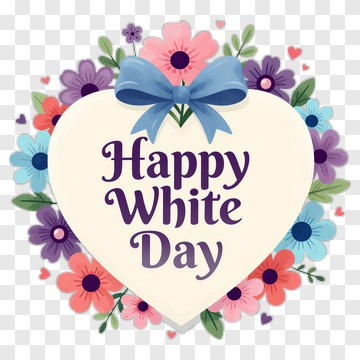 Happy White Day Heart With Flowers PNG