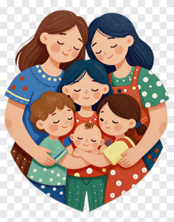 Happy Family Embracing Each Other PNG