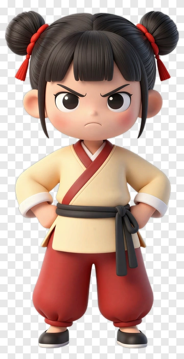 Cartoon Girl In Martial Arts Outfit PNG