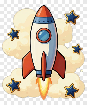 Cartoon Rocket Launching With Stars PNG